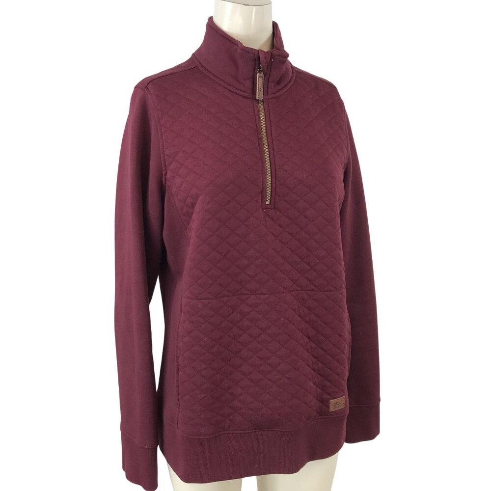 L.L. BEAN - MEN'S MEDIUM - MAROON LONG SLEEVE 1/4 ZIP QUILTED SWEATSHIRT - Picture 1 of 7